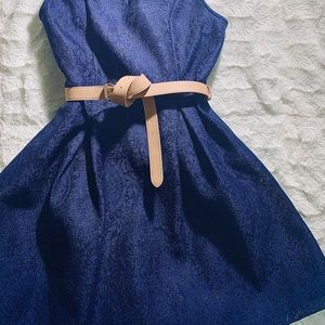 V- Neck Sleeveless Navy Blue Dress